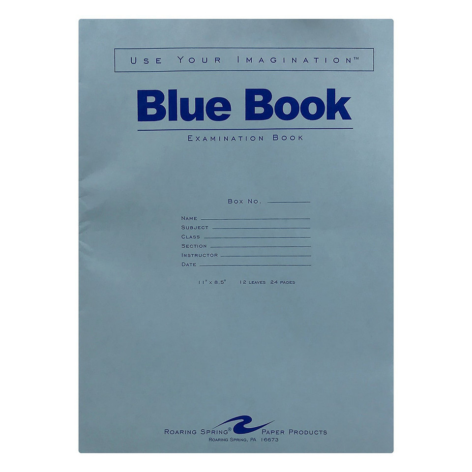 Roaring Spring Blue Exam Book, 8.5 x 11 - 24 Sheets